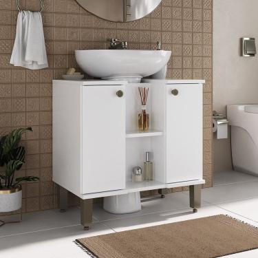Imagem de Armário de Banheiro 60 cm Para Lavatório com Coluna Branco
