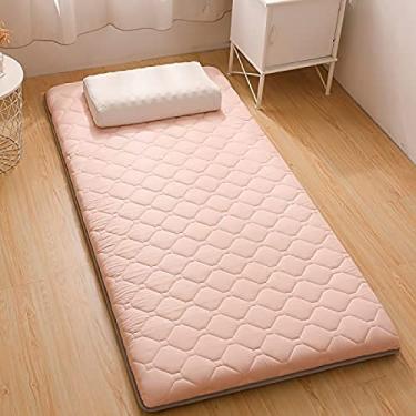 Imagem de Colchão dobrável japonês Tapete futon duplo adulto dormitório estudantil conforto portátil macio e respirável tapete futon tatami colchão de hóspedes para acampamento doméstico, rosa 4,5 cm,