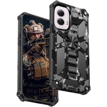Imagem de Ephoou Capa camuflada para Motorola Moto G Power 5G (2024) com suporte magnético, capa camuflada de grau militar resistente à prova de choque para Motorola Moto G Power 5G (2024) MC-preta