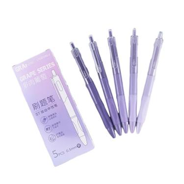 Imagem de Joucien 5 peças/caixa - Caneta neutra preta prensa de secagem rápida de 0,5 mm com grande capacidade e pressão simples - 5 uvas suculentas - preta