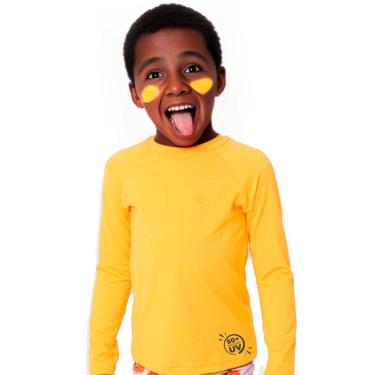 Imagem de Camiseta Infantil Manga Longa Menino Uv50 Lisa Amarel 1 a 14