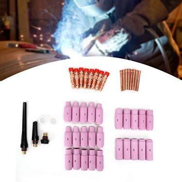 Imagem de 46 Peças Acessório de Tocha de Soldagem Consumíveis Tig para Cortador Embutido/18/26, Cobre de e Material Cerâmico Longa Vida útil (46 unidades)