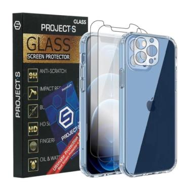Imagem de Project-S Proteção total de vidro (capa transparente + 2 protetores de tela + protetor de lente) para iPhone 12 Pro (6,1 polegadas) com garantia de substituição vitalícia + 1x mês de serviço VPN