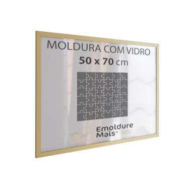 Imagem de Moldura com Vidro 50x70 cm para Quebra Cabeça 1000 peças Grow Puzzle (Dourada)