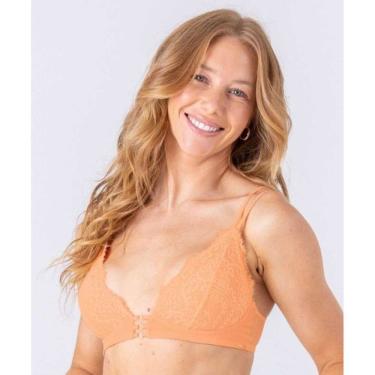 Imagem de Sutiã de renda, cós de tule, alça roletê e detalhe frontal com argolas