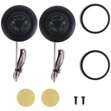 Imagem de 2 tweeters de 2,5 cm para áudio de carro, super tweeter pods componentes de carros peças pretas (par) alto-falantes de porta, anel de montagem embutida, conexão com fio
