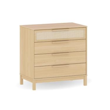 Imagem de Quater, Cômoda para Quarto com Palha 4 gavetas Linha Indy Carvalho Malva