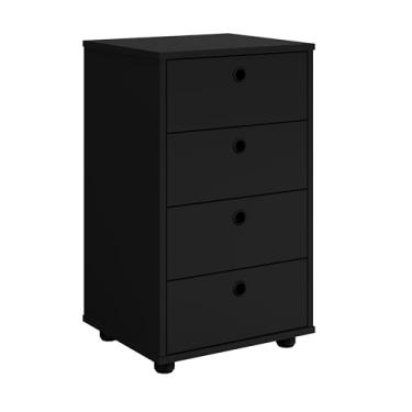Imagem de Mesa de Cabeceira Classic Quarto Gaveteiro Organizador com Pés 4 Gavetas/Quarto/Dream/Madri Classic (PRETO)