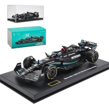 Imagem de HTLNUZD Bburago 2023 1:43 F1Mercedes W14#63 Carro de corrida de liga leve para George Russell 1/43 F1 W14#63 Super Formula One Luxo Die Cast Coleção Adulto Modelo Presente