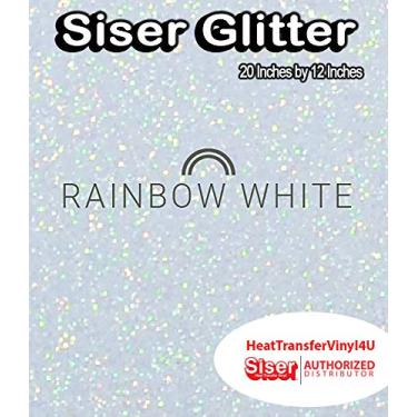Imagem de Siser Folha Glitter HTV 50,8 cm x 30,5 cm – Ferro em vinil de transferência de calor (multicor branco)