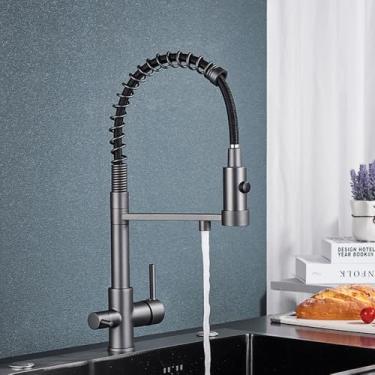 Imagem de Torneira de filtro de água de cozinha Torneira misturadora de água potável pura Torneira de rotação de purificação de água Torneiras de cozinha Guindaste, cinza fosco B