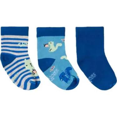 Imagem de Meia Masculina INFANTIL BEBÊ ANTIDERRAPANTE Kit com 03 pares - Kit Bab