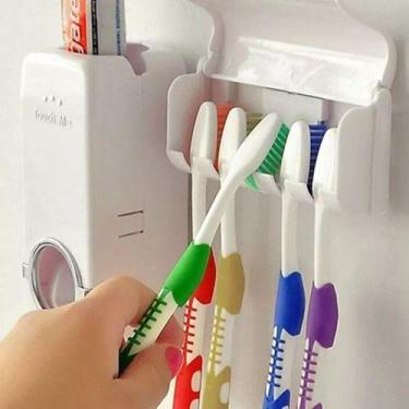 Imagem de Dispenser Aplicador Creme Dental Pasta Dente Suporte Escovas - OEM