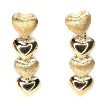 Imagem de Brinco de ouro 18k Corações Estampado - Elegancy Joias