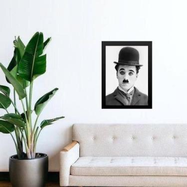 Imagem de Quadro Charlie Chaplin Abstrato Preto E Branco 33X24Cm - Quadros On-Li