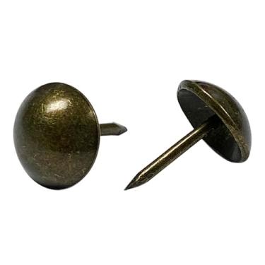 Imagem de Maozaa Tachinhas de estofamento, pregos de móveis para estofados decorativos, 100 peças de tachas de estofamento de 7/16 polegadas para sofá de móveis, tachas decorativas de latão antigo
