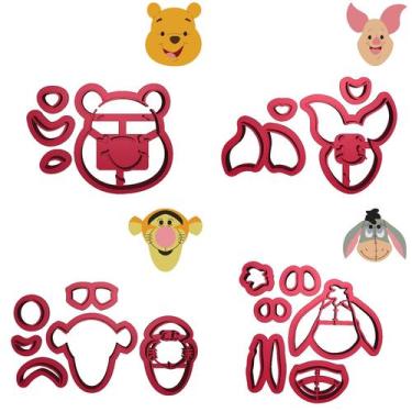 Imagem de Kit 4 Cortadores Ursinho Pooh Leitão Tigrão Bisonho - DOCE IMPRESSO,  