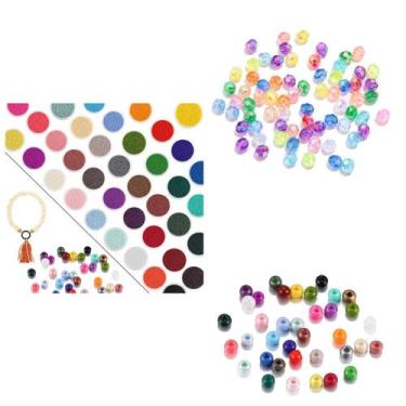 Imagem de Kit Miçanga Bijuteria Pulseira 3.000 Pçs +Estojo + Fio Silicone - Doce
