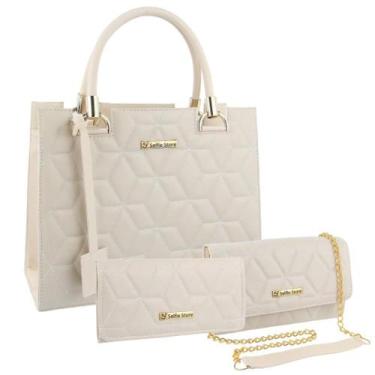Imagem de Bolsa Feminina Grande Casual Moda + Bolsa Flap + Carteira - Selfie Sto