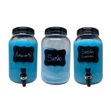 Imagem de Kit para lavanderia 2 recipientes com torneira sabão liquido e amacian