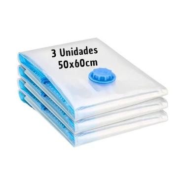 Imagem de Kit 3 Sacos À Vácuo Organizador De Roupas Edredom 50x60cm - Top Útil, 