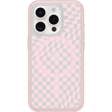 Imagem de OtterBox Capa transparente para iPhone 15 Pro (apenas) Symmetry Series - Xeque-mate (rosa), encaixa no MagSafe, ultra-elegante, bordas elevadas protegem a câmera e a tela
