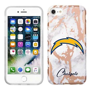 Imagem de Prime Brands Group Capa de celular para Apple iPhone 8/7/6S licenciada pela NFL Los Angeles, mármore branco e ouro rosa