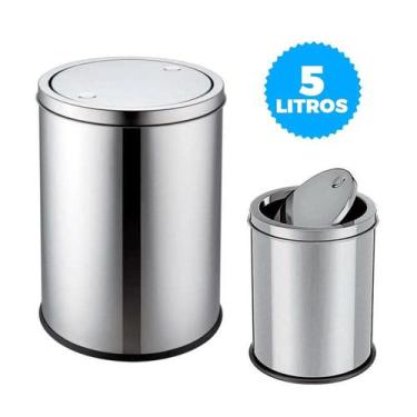 Imagem de Lixeira Tampa Basculante Em Aço Inox 5 L - Tesla Store
