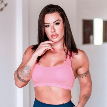 Imagem de Top Feminino Fitness com Bojo e Alças Cruzadas - Fitmoda, Rosa, M