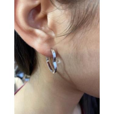 Imagem de Brinco Coração 2 cm fio quadrado Prata 925 - cjo