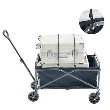 Imagem de (Pacote com 2) Cordas para carrinho de carroça, boa elasticidade corda longa de 99 cm para serviço pesado dobrável utilitário supermercado vagão de praia carrinho de vagão dobrável com rodas dobrável