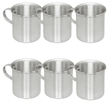 Imagem de Jogo 6 Canecas De Aluminio Polido Resistente com alça 300ml - OkayShop