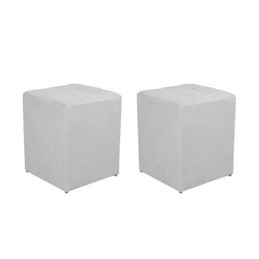 Imagem de Kit 2 Puff Quadrado Decorativo Suede Cor:cinza Claro