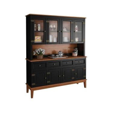 Imagem de Arca E Oratório 8 Portas E 4 Gavetas - Madeira Maciça Preto