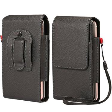 Imagem de Capa de couro PU vertical para cinto, coldre com 2 capas de telefone com clipes/presilhas/suporte para cartão para iPhone Xs Max 8+ Galaxy S10 S9 Plus A20 Note 9 Huawei Honor 8X LG Stylo 4 Moto G7 Play BLU Vivo XL4