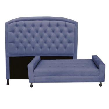 Imagem de Kit Félix com Cabeceira Geovana 1,95 cm King Size Baú Quarto Sala mate