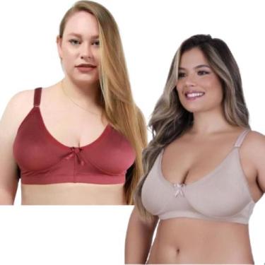 Imagem de Kit 2 Sutian Plus Size Reforçado Feminino Sem Bojo Alça Grossa Sustent