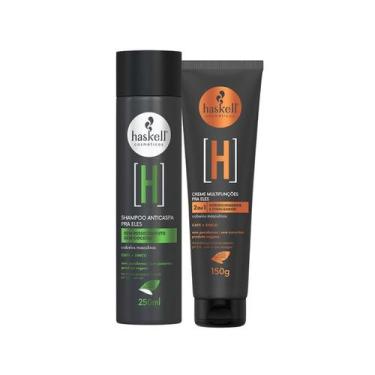 Imagem de Kit H Shampoo Anticaspa Pra Eles e Creme Multifunções Haskell