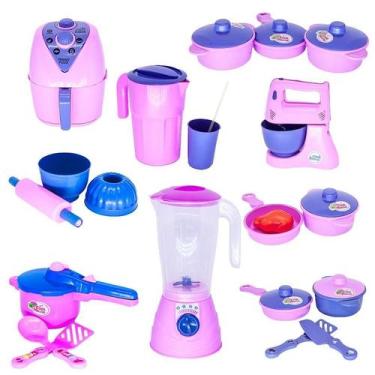 Imagem de Brinquedo Cozinha Menina Jogo Panela Air Fryer Batedeira 22P - Altimar