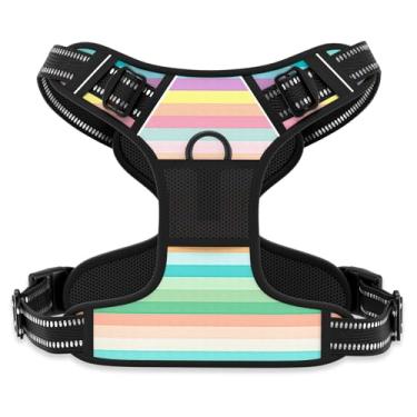 Imagem de Rnivvi Peitoral para cães, fofo, antipuxão, tamanho grande, refletivo, macio, acolchoado para cães grandes, peitoral para animais de estimação com alça de controle fácil para caminhadas, arte em