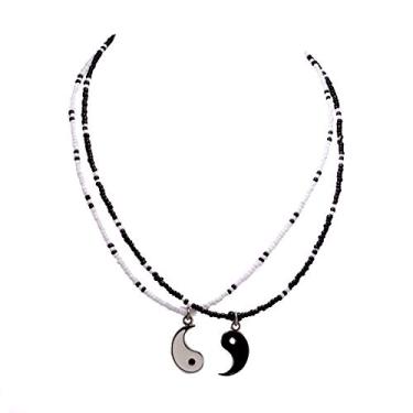Imagem de BlueRica Conjunto de colar com pingente Yin Yang para amigos/casais, Metal