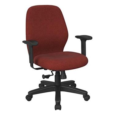 Imagem de Office Star Cadeira de mesa ergonômica para escritório com costas com controle de inclinação sincronizada 2 a 1 e braços acolchoados macios ajustáveis, tecido cereja crepúsculo