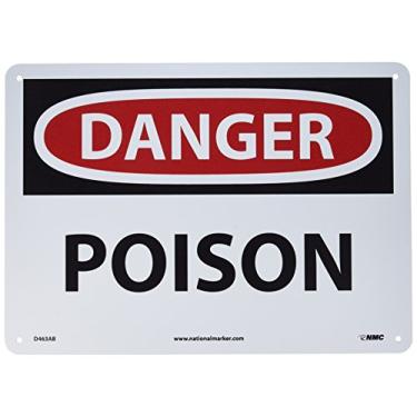 Imagem de NMC Placa D463AB OSHA, legenda "DANGER - VENENO", 35,5 cm de comprimento x 25,4 cm de altura, alumínio, preto/vermelho em branco