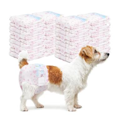 Imagem de FUNLIYING fraldas descartáveis ​​para cães femininas fraldas para filhotes de 90 contagens femininas (cintura 11-18,9 pol. m) fraldas superabsorventes para cães pequenos para micção excitáve