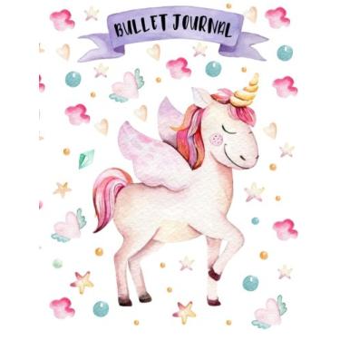 Imagem de Bullet Journal: A4 - Licorne - 160 pages - couverture souple "glossy" - Pointillés - Dot point, bullet journal, dot grid, planner, planning, organizer, journal, Licornes, Bujo