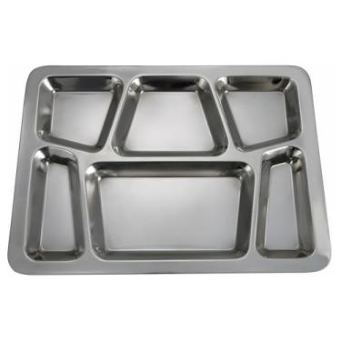 Imagem de Bandeja de bagunça com 6 compartimentos da Winco, estilo B, Stainless Steel, Medium, 1