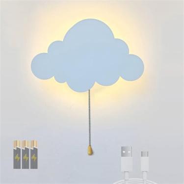 Imagem de Luminária de parede LED moderna com desenho animado, interruptor de cordão, arandelas de parede, luz noturna com bateria recarregável USB, decoração criativa simples para quarto de crianças,