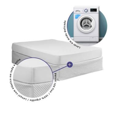 Imagem de Lençol Queen 100% Algodão Avulso Com Elástico - MR Enxovais, branco