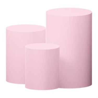 Imagem de Kit 3 Capas de Cilindro P M G Para Festa Sublimado Tecido Veste Fácil (Rosa Bebê)