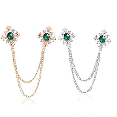 Imagem de Broche de corrente de borla de cristal cruz strass borla broche de cruz ouro prata pinos para homens mulheres terno.., Metal, Sem pedras preciosas